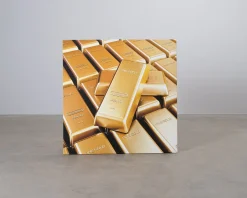 Akustiktavla med guldtackor 135 x 135 cm