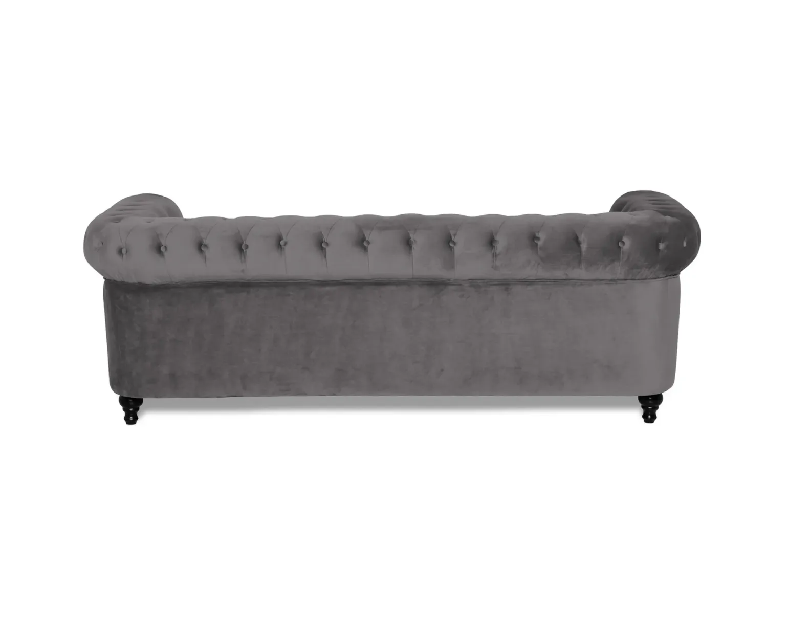 Chesterfield Lyx 3-sits sammetssoffa grå
