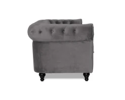 Chesterfield Lyx 3-sits sammetssoffa grå