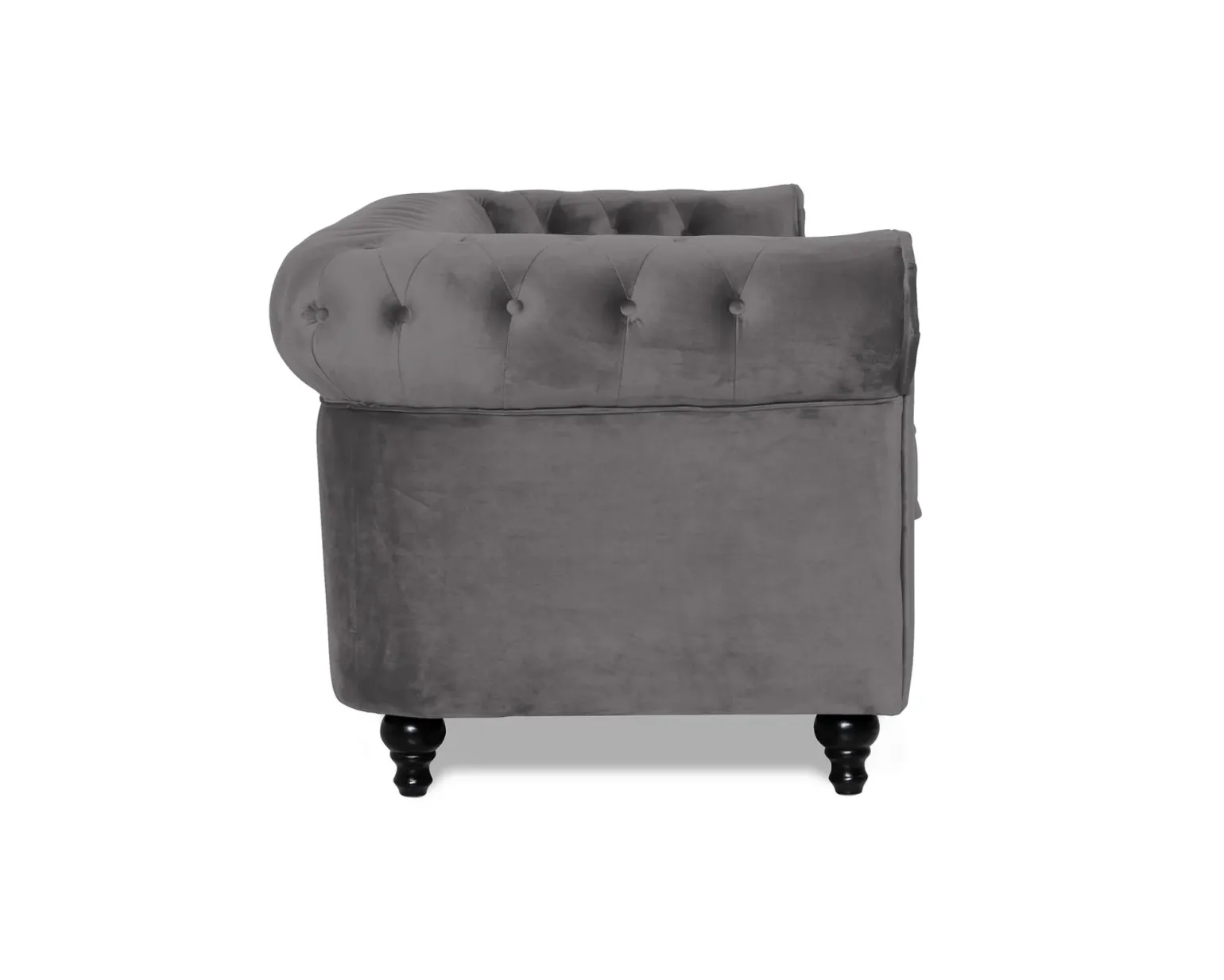 Chesterfield Lyx 3-sits sammetssoffa grå