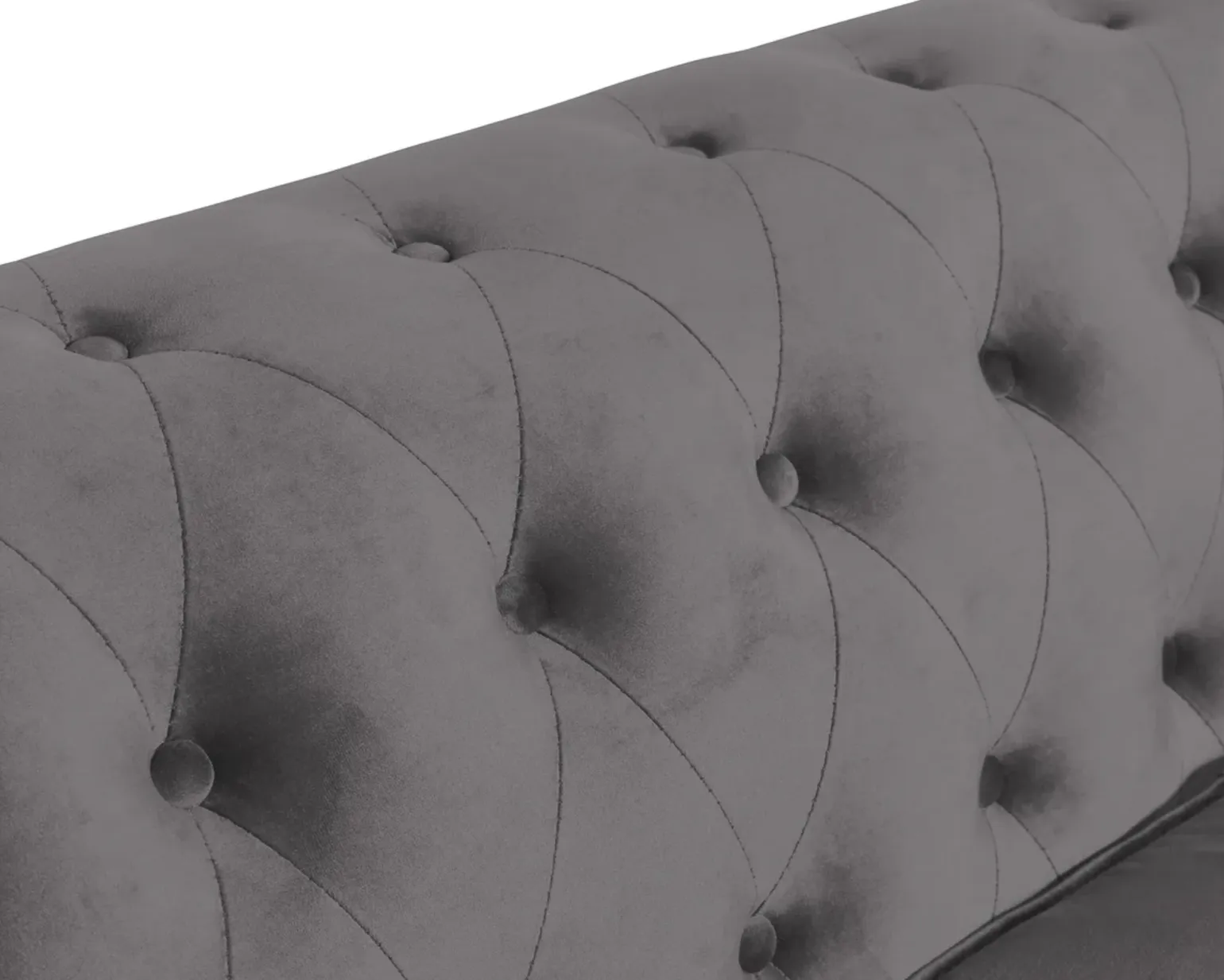 Chesterfield Lyx 3-sits sammetssoffa grå