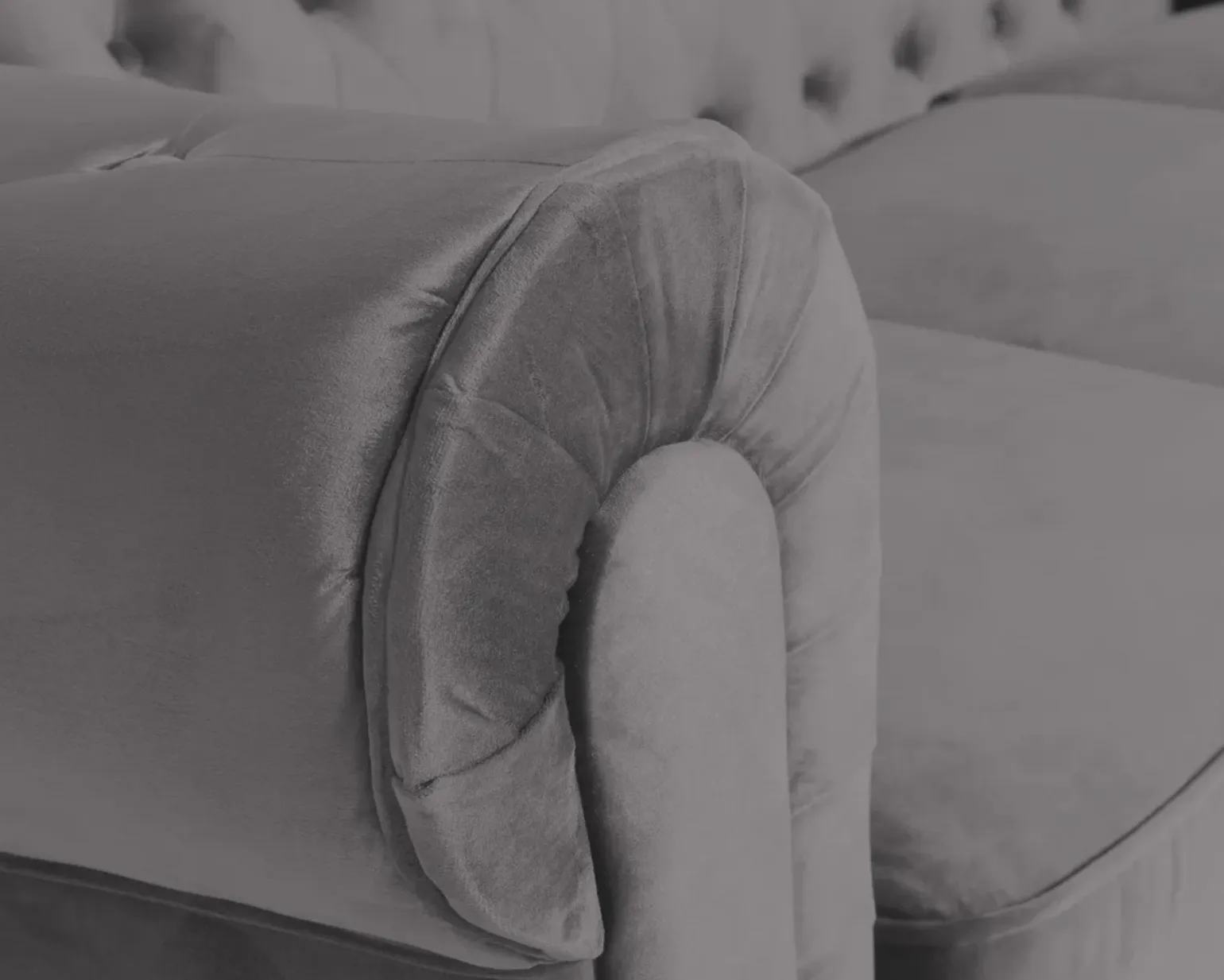 Chesterfield Lyx 3-sits sammetssoffa grå