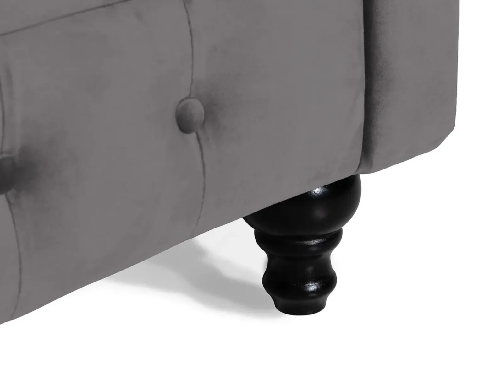 Chesterfield Lyx 3-sits sammetssoffa grå
