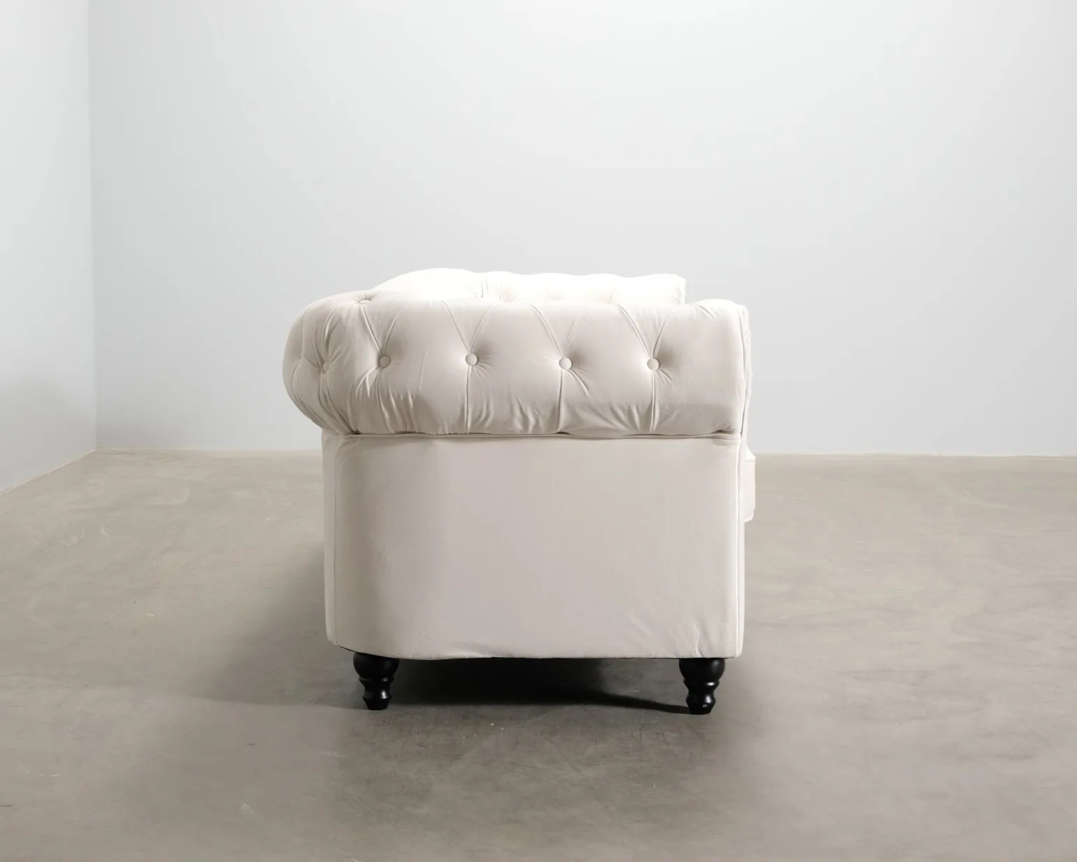 Chesterfield Lyx 3-sits sammetssoffa ljusbeige