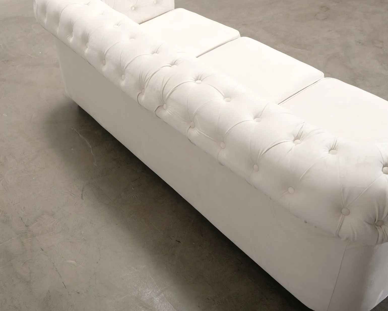 Chesterfield Lyx 3-sits sammetssoffa ljusbeige
