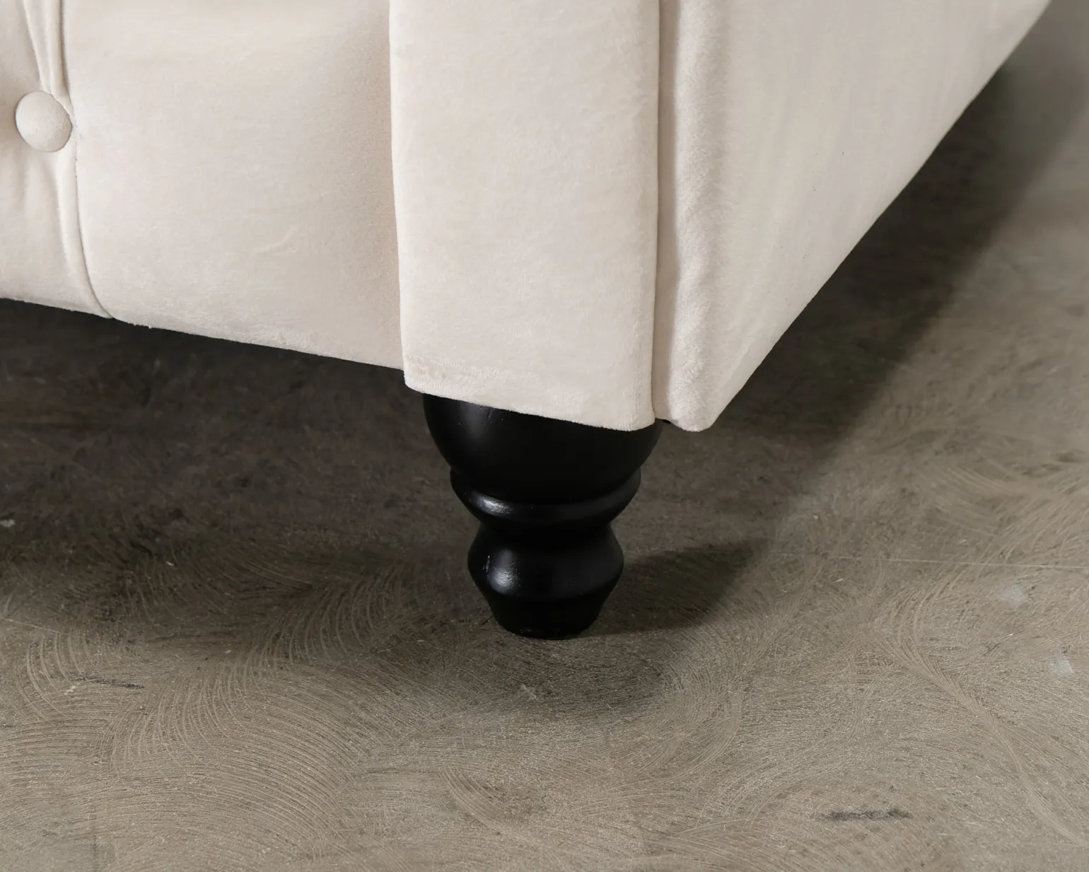 Chesterfield Lyx 3-sits sammetssoffa ljusbeige