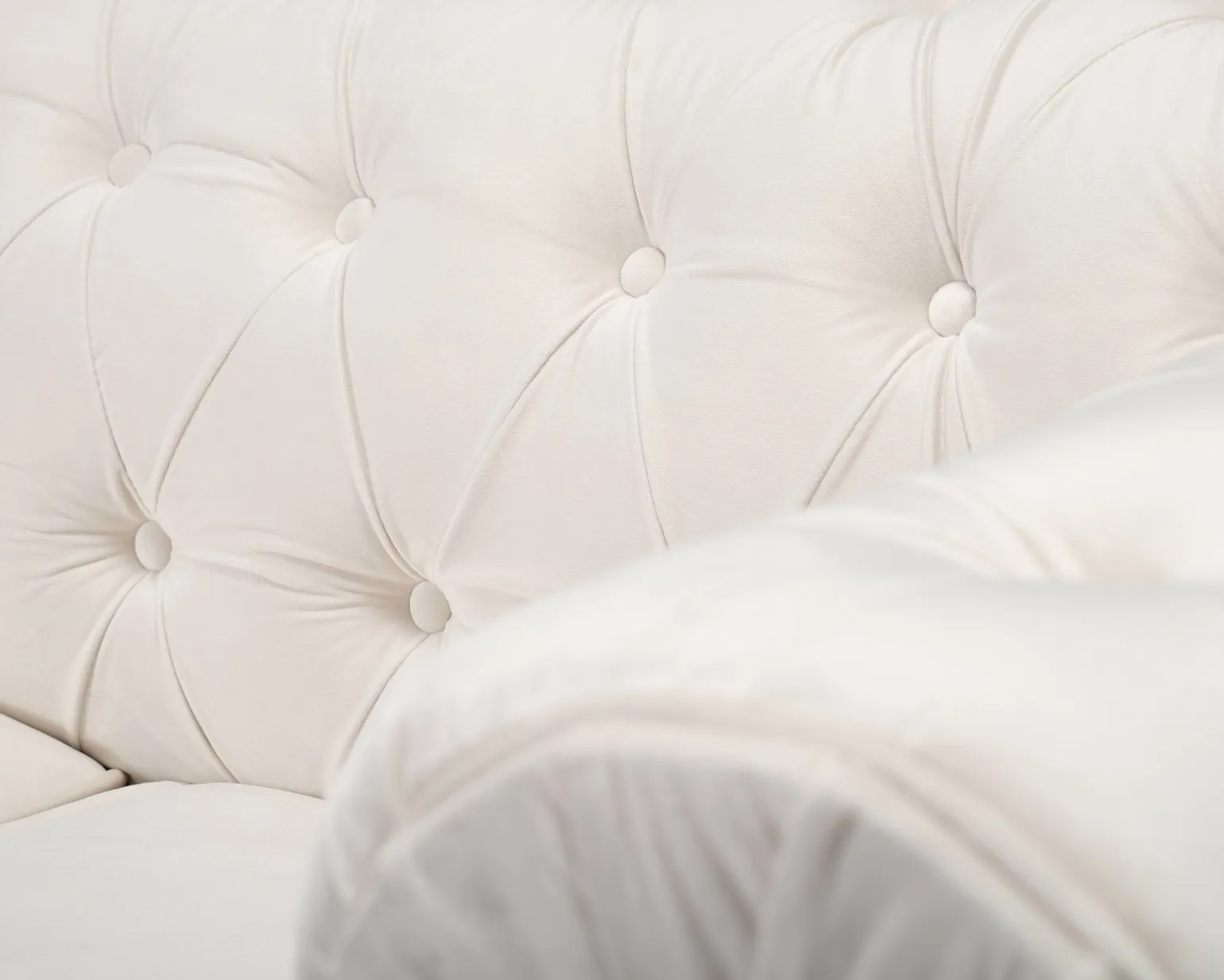 Chesterfield Lyx 3-sits sammetssoffa ljusbeige
