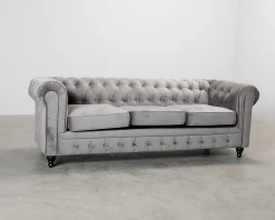 Chesterfield Lyx 3-sits soffa grå