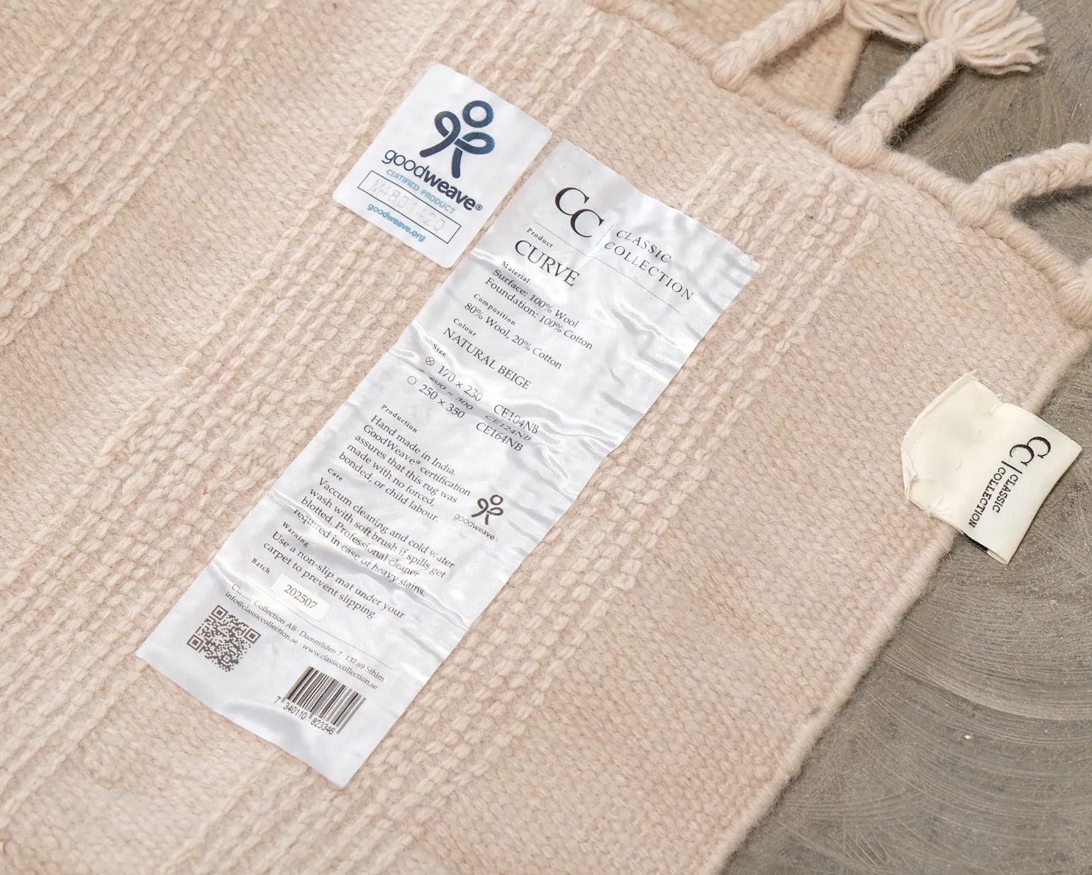 Classic Collection Curve ullmatta 170 x 230 cm beige
