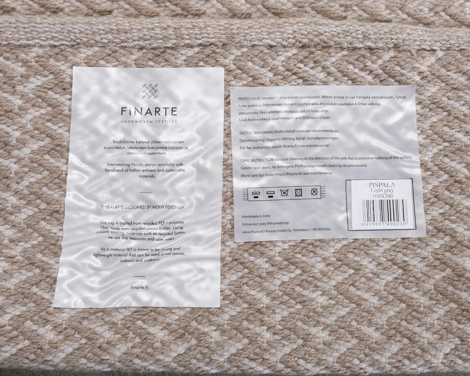 Finarte Pispala matta beige 100 x 200 cm