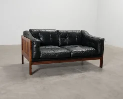 Futura Möbler Monte Carlo 2-sits vintage soffa svart läder