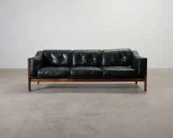Futura Möbler Monte Carlo 3-sits vintage soffa svart läder