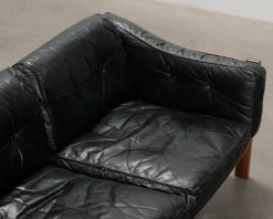Futura Möbler Monte Carlo 3-sits vintage soffa svart läder