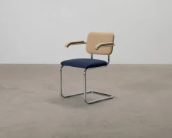 Knoll Cesca stol med armstöd brun / blå