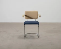 Knoll Cesca stol med armstöd brun / blå