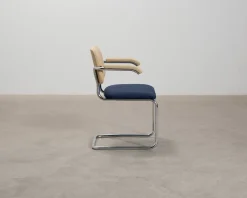 Knoll Cesca stol med armstöd brun / blå