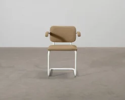 Knoll Cesca stol med armstöd brun / vit
