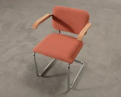Knoll Cesca stol med armstöd röd / bok