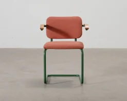 Knoll Cesca stol med armstöd röd / grön / bok