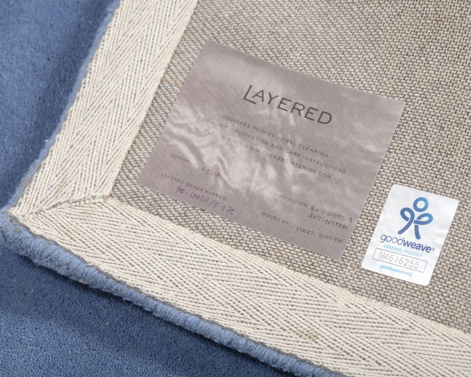 Layered Classic Solid Wool ullmatta 180 x 270 cm cm Cornflower Blue