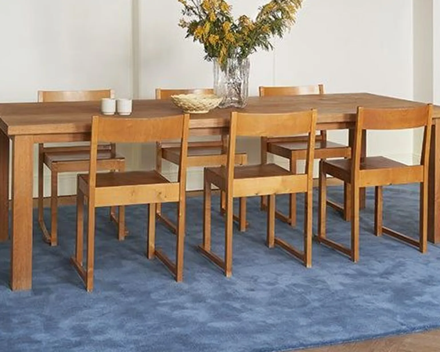 Layered Classic Solid Wool ullmatta 180 x 270 cm cm Cornflower Blue