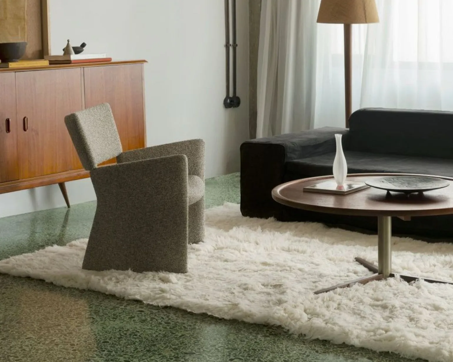 Layered Shaggy matta 180 x 270 cm Bone White