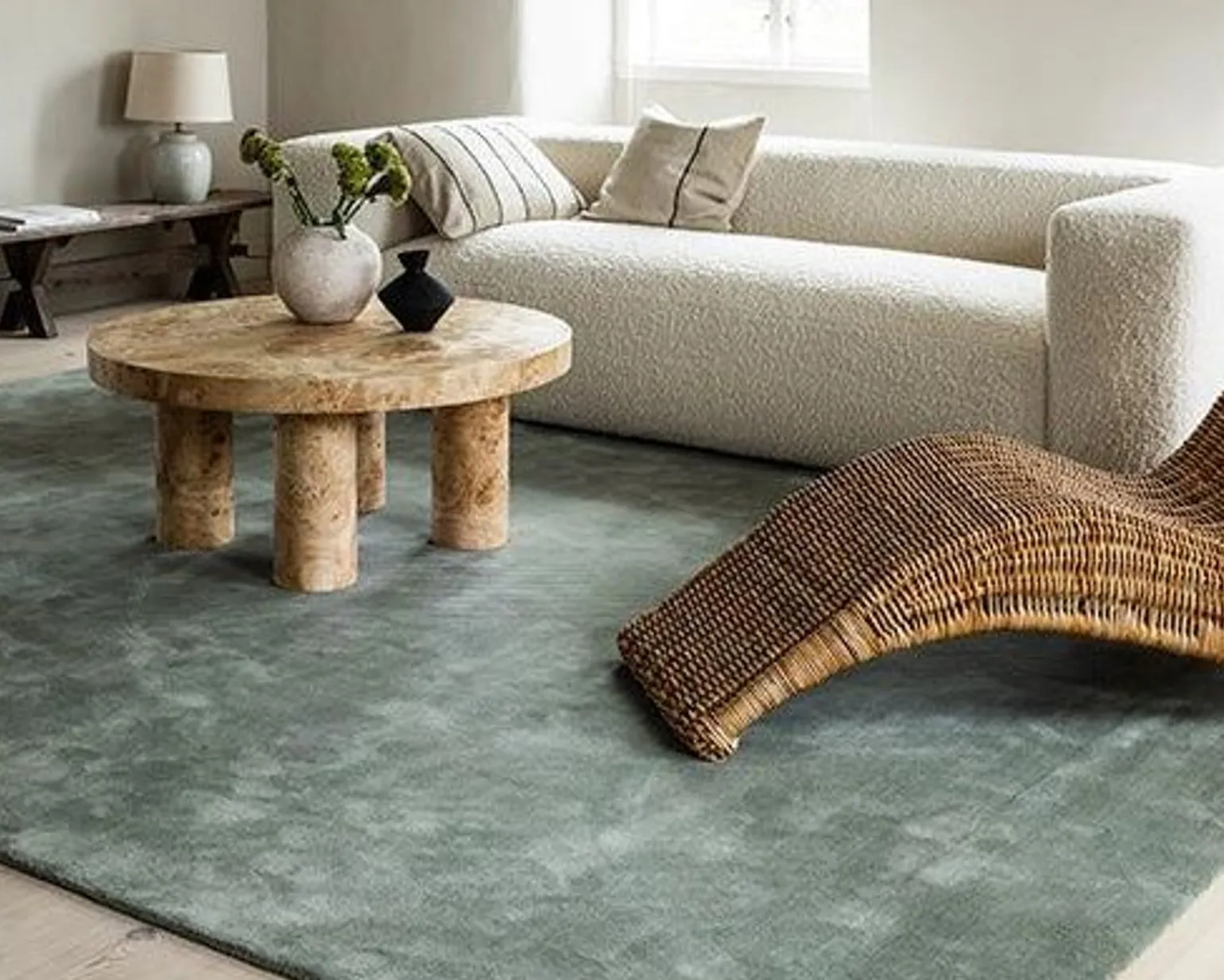 Layered Solid Wool matta 200 x 300 cm Sage