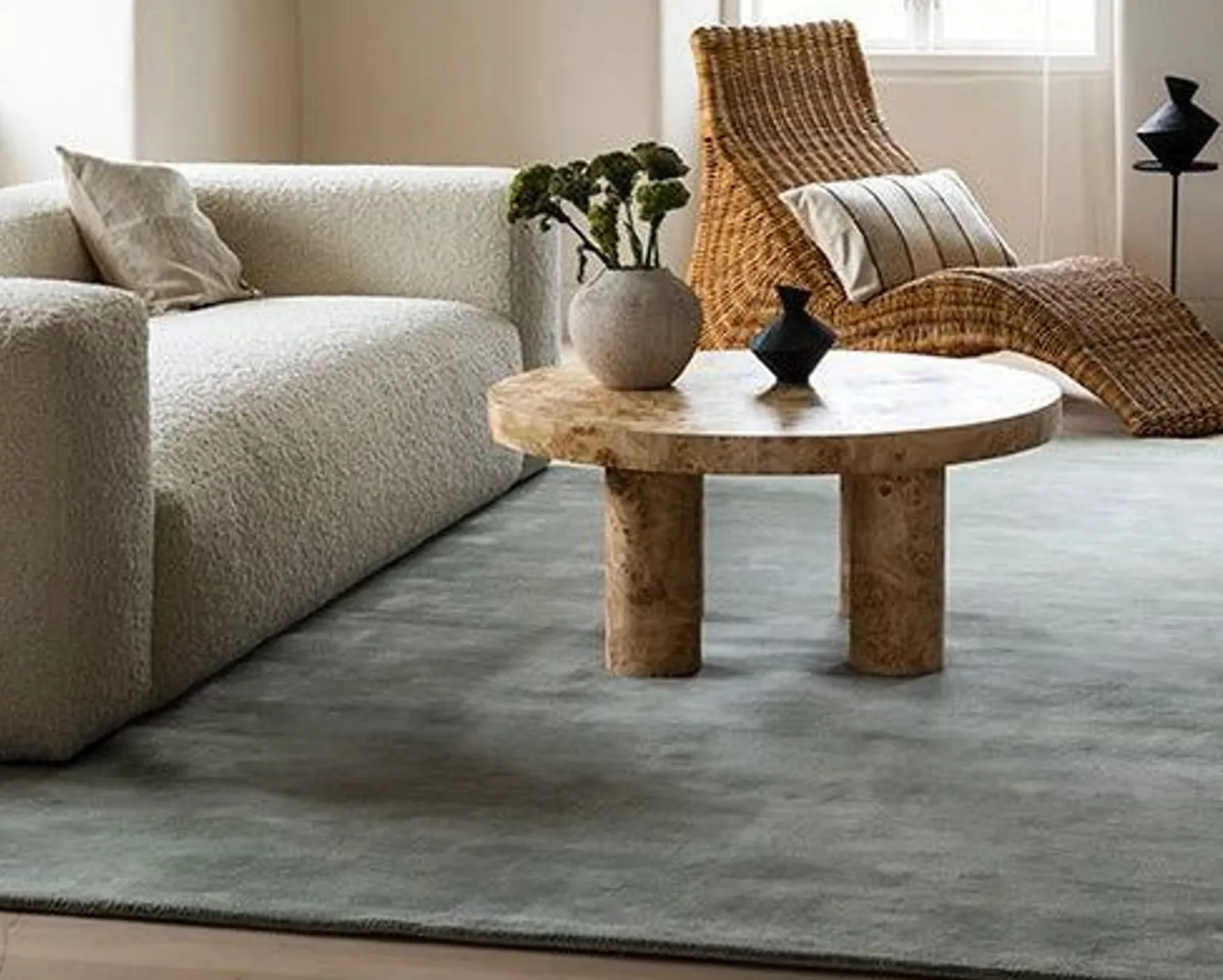 Layered Solid Wool matta 200 x 300 cm Sage