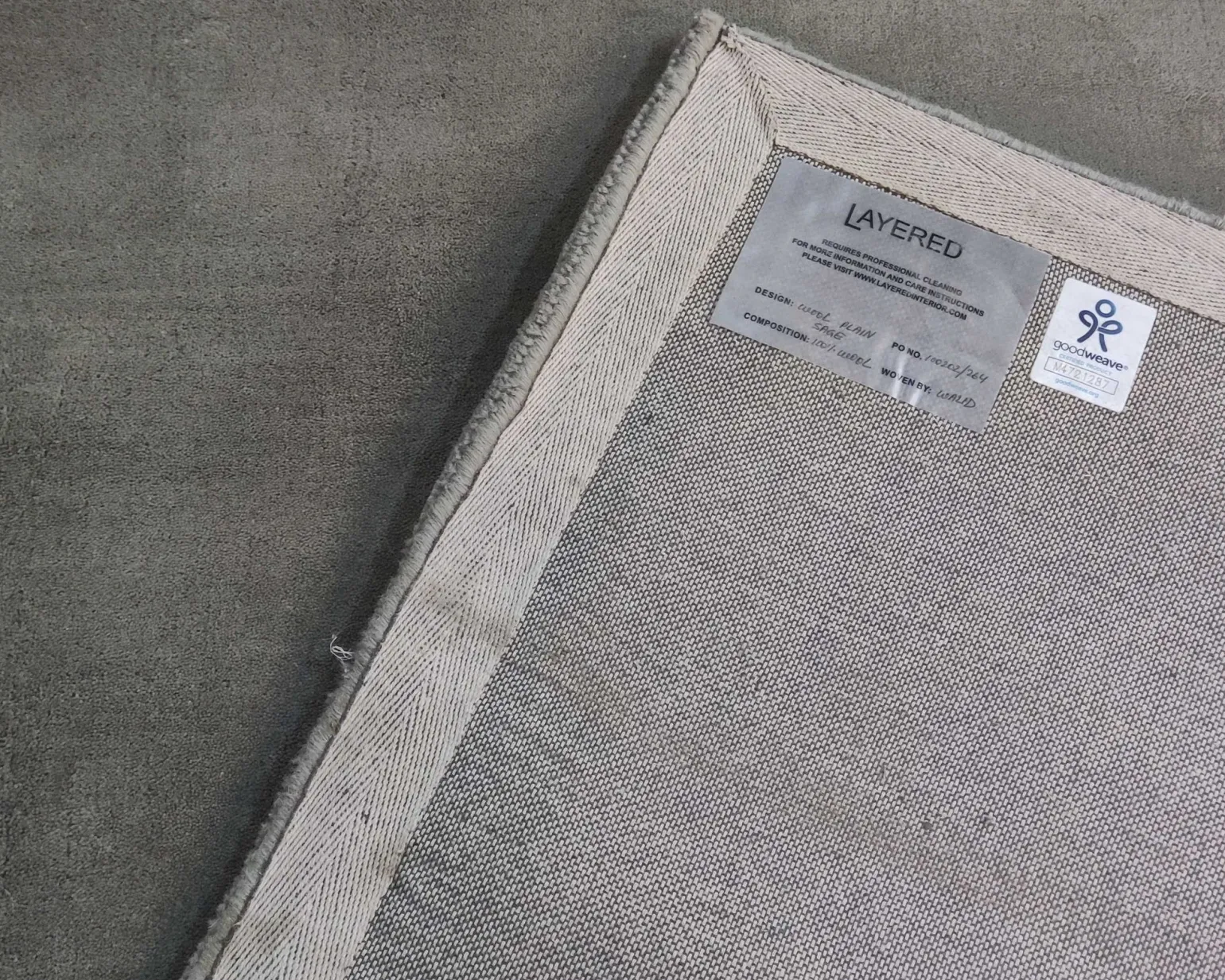 Layered Solid Wool matta 200 x 300 cm Sage