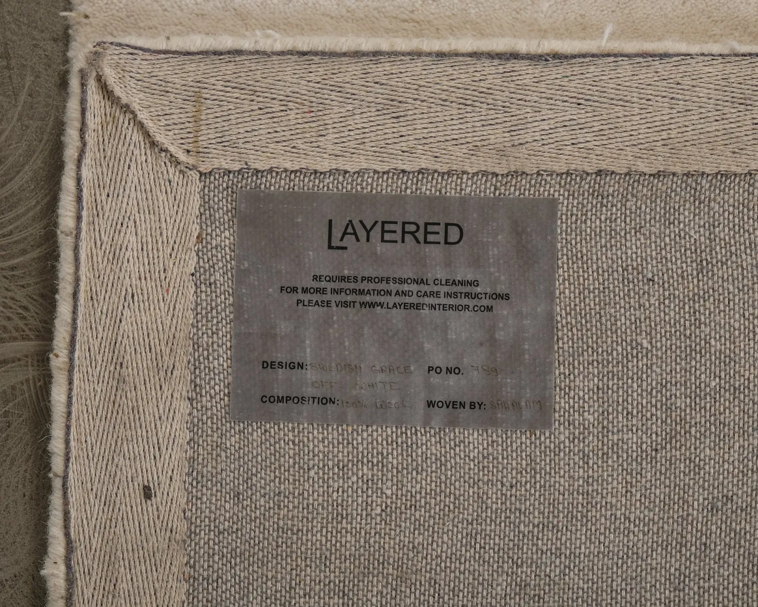 Layered Swedish Grace matta 300 x 400 cm benvit