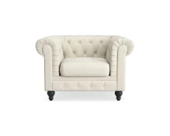 Manor House Chesterfield Lyx fåtölj beige
