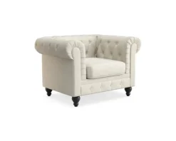 Manor House Chesterfield Lyx fåtölj beige