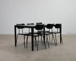 Matgrupp inkl. bord och 6 stolar, svart