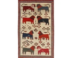 Old Figural Kashghai orientalisk matta 145 x 229 cm