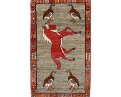 Old Figural Kashghai orientalisk matta 138 x 227 cm
