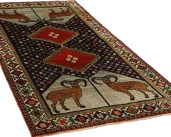 Old Figural Kashghai orientalisk matta 113 x 208 cm