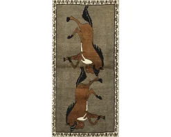 Old Figural Kashghai orientalisk matta 101 x 209 cm