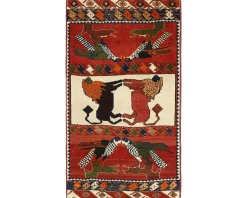 Old Figural Kashghai orientalisk matta 106 x 194 cm