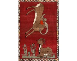 Old Figural Kashghai orientalisk matta 108 x 168 cm