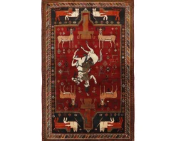 Old Figural Kashghai orientalisk matta 139 x 223 cm