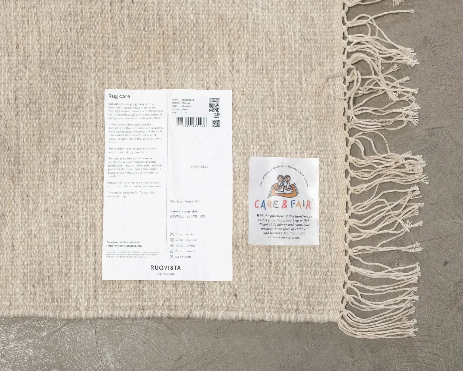 Rugvista Core Melange hallmatta 80 x 400 cm beige