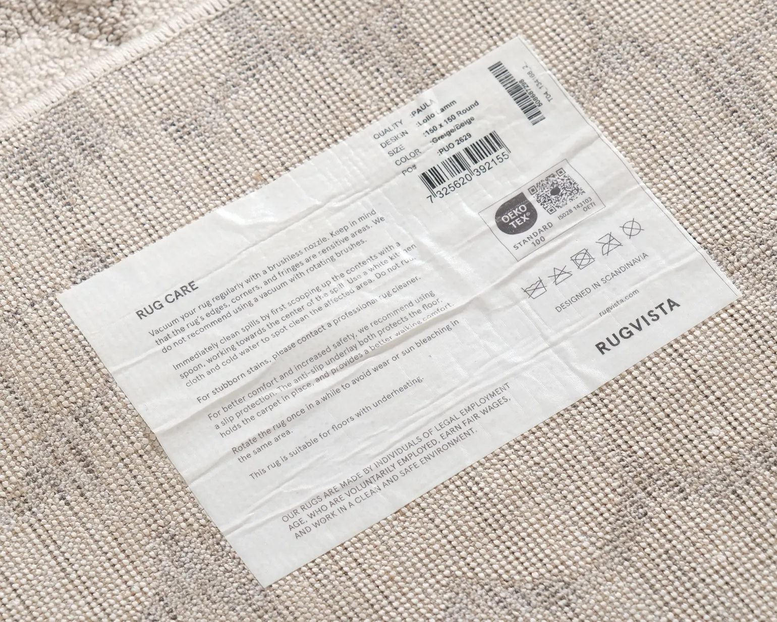 Rugvista Lollo Lamm matta ø 150 cm beige / grå