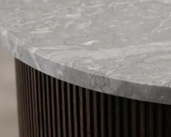 Sidobord ø 50 cm mörk ek / grå marmor.