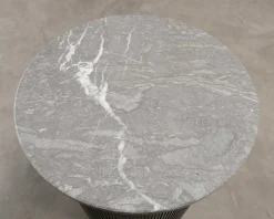 Sidobord ø 50 cm mörk ek / grå marmor.