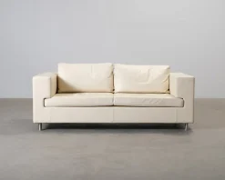 2-sits lädersoffa naturvit