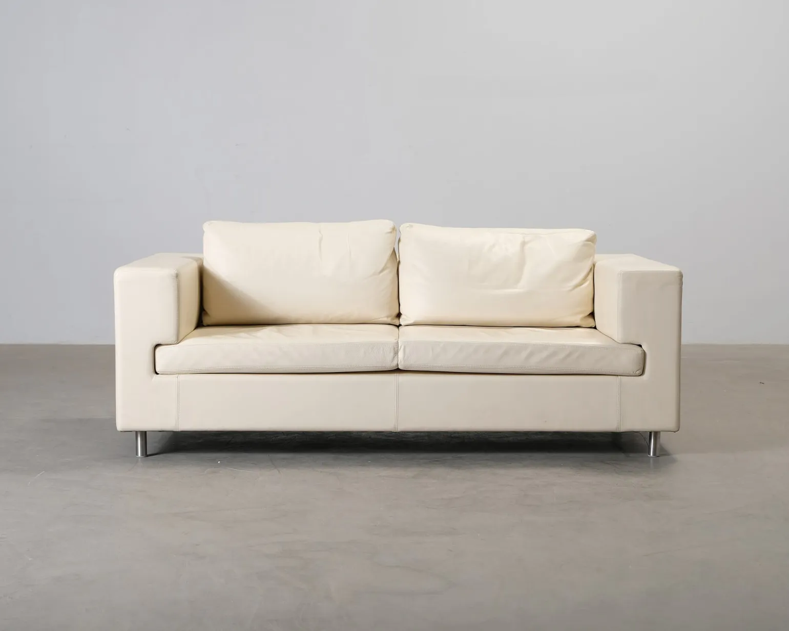 2-sits lädersoffa naturvit
