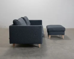 Sits 3-sits soffa med fotpall blå