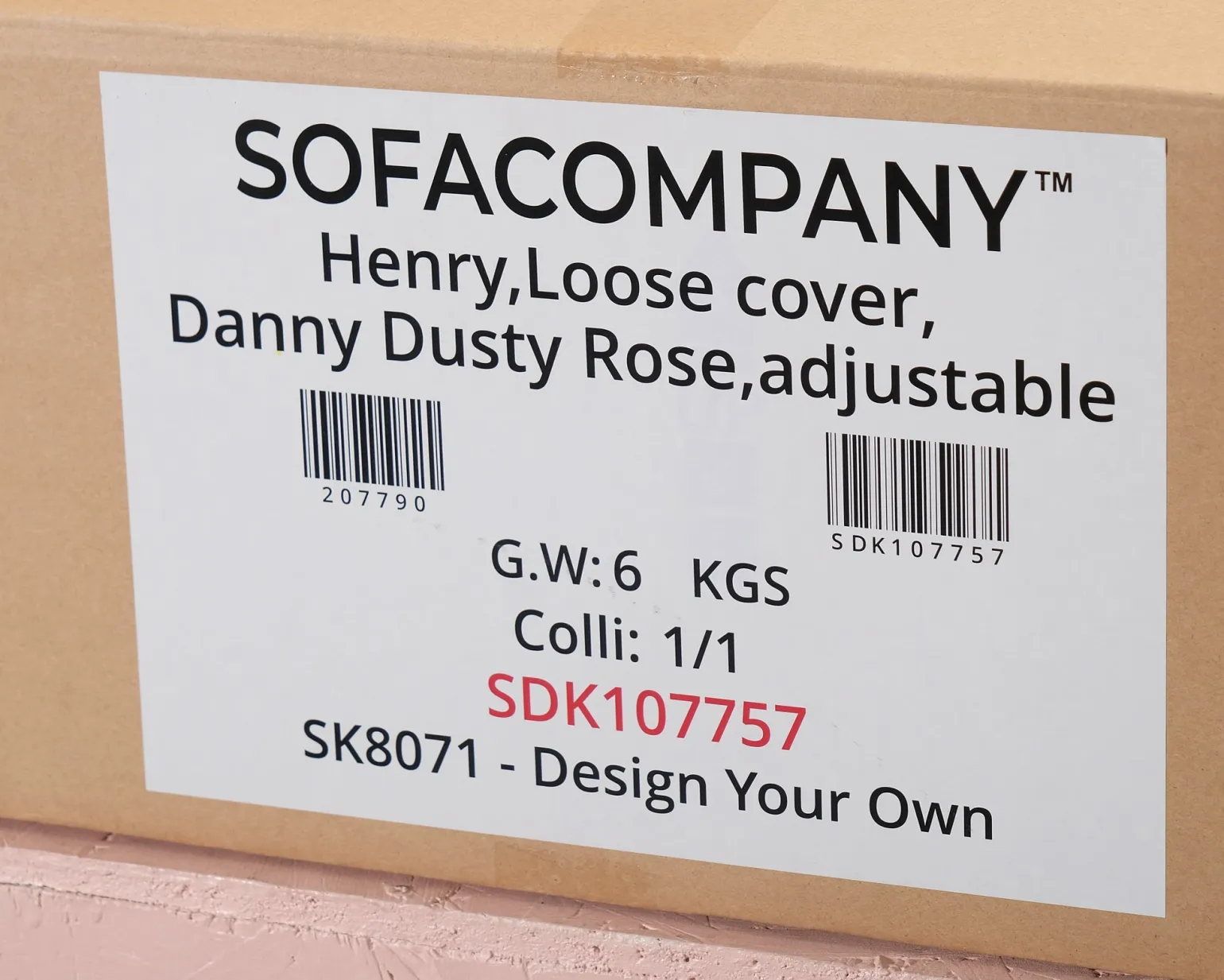Sofacompany Henry 3-sits soffklädsel Danny Dusty Rose