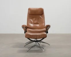 Stressless reclinerfåtölj med fotpall brunt läder