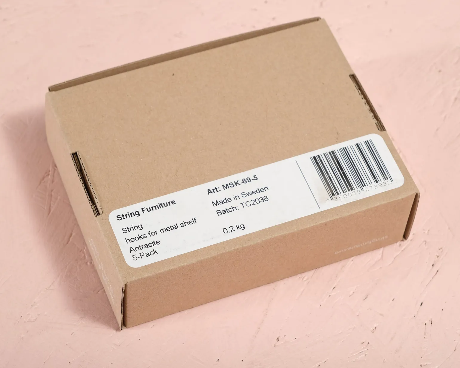 String Systems krokar antracit, set om 5
